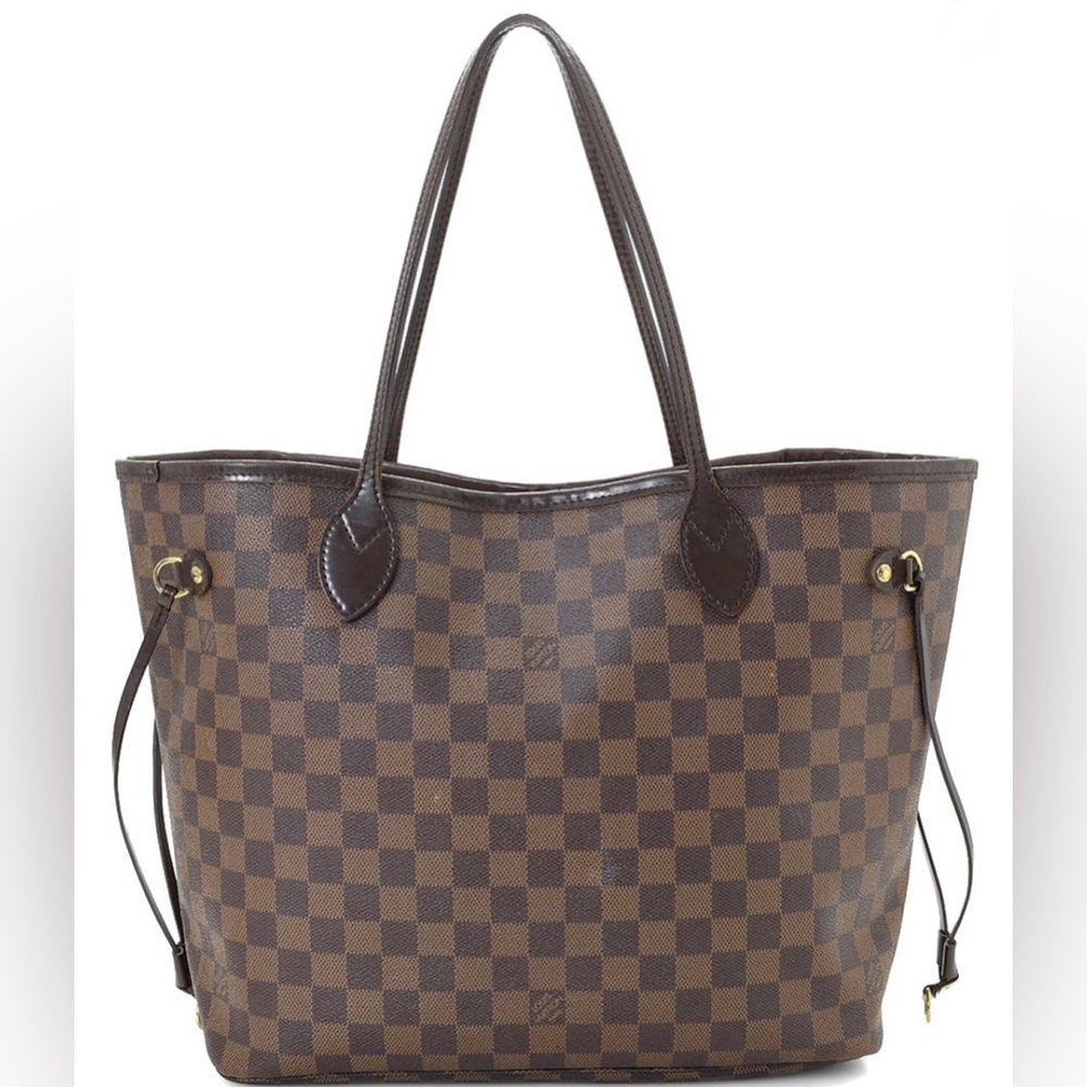 Authentic LV Brown Damier Ebene Neverfull MM Tote with Free Accessories
